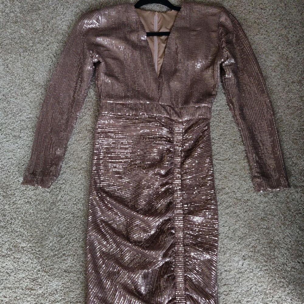 Lavish Alice Gold Sequin Midi Dress